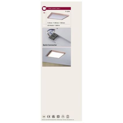 Paulmann 70941 - LED/20W Tvirtinama panelė ATRIA 230V 4000K 30x30 cm Rožinis auksas
