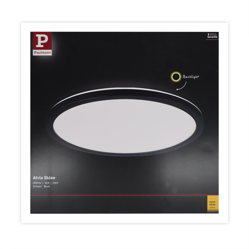 Paulmann 70998 - LED/16W Tvirtinama panelė ATRIA 230V 3000K diametras 29,3 cm juoda