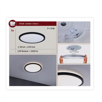 Paulmann 70998 - LED/16W Tvirtinama panelė ATRIA 230V 3000K diametras 29,3 cm juoda