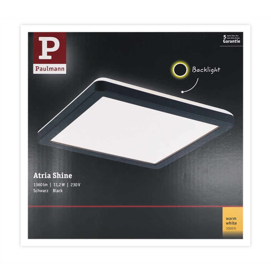 Paulmann 71000 - LED/11,2W Tvirtinama panelė ATRIA 230V 3000K 19x19 cm juoda