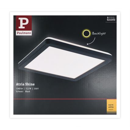 Paulmann 71000 - LED/11,2W Tvirtinama panelė ATRIA 230V 3000K 19x19 cm juoda
