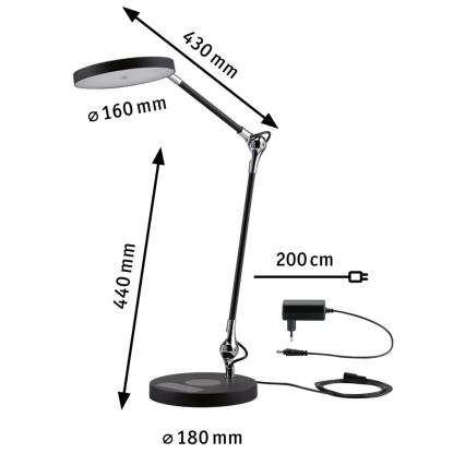 Paulmann 78010 - LED/11W Reguliuojama jutiklinė stalinė lempa NUMIS 230V 2700/4000/6500K juoda