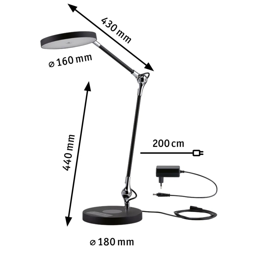 Paulmann 78010 - LED/11W Reguliuojama jutiklinė stalinė lempa NUMIS 230V 2700/4000/6500K juoda