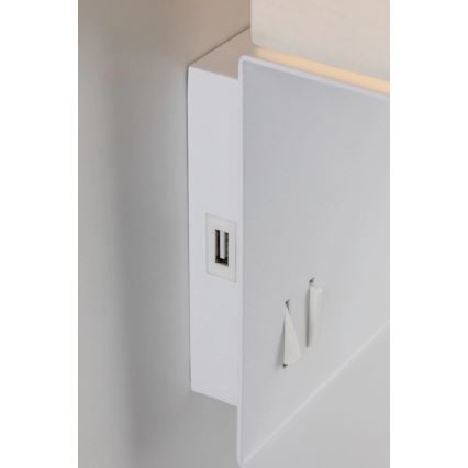 Paulmann 78913 - LED/2,5W + 1xE27/40W Sieninis šviestuvas su lentynėle ir USB MERANI 230V balta