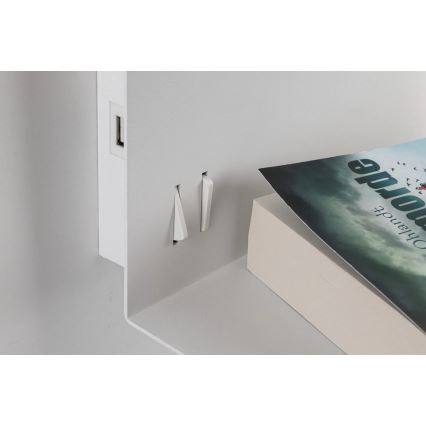 Paulmann 78913 - LED/2,5W + 1xE27/40W Sieninis šviestuvas su lentynėle ir USB MERANI 230V balta