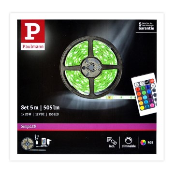 Paulmann 78978 - LED RGB/20W Pritemdoma juostelė SIMPLED 5m 230V + VP