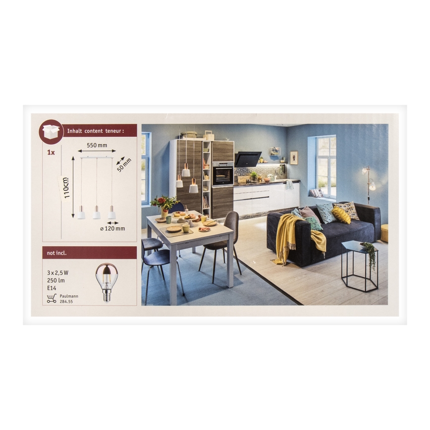 Paulmann 79657 - 3xE14/20W Pakabinamas sietynas NEORDIC HALDAR 230V