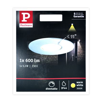 Paulmann 79668 - LED/5,3W IP44 Reguliuojamas vonios įleidžiamas šviestuvas HOUSE 230V