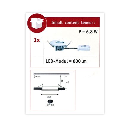 Paulmann 79668 - LED/5,3W IP44 Reguliuojamas vonios įleidžiamas šviestuvas HOUSE 230V