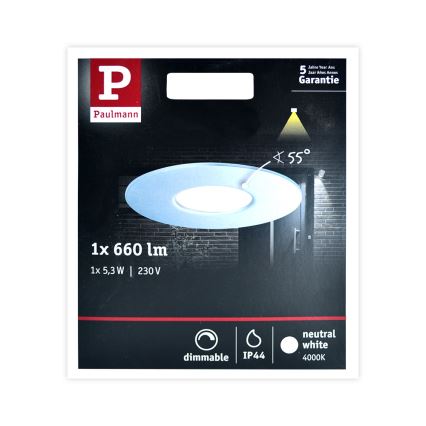 Paulmann 79669 - LED/5,3W IP44 Reguliuojamas vonios įleidžiamas šviestuvas  HOUSE 230V