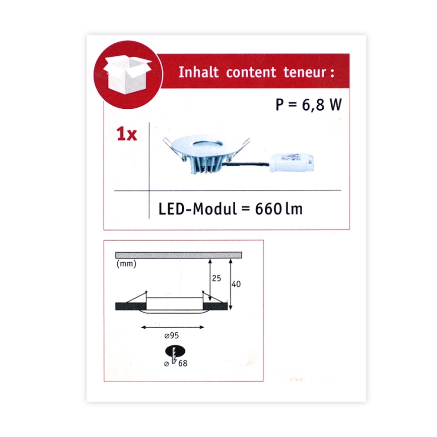 Paulmann 79669 - LED/5,3W IP44 Reguliuojamas vonios įleidžiamas šviestuvas  HOUSE 230V