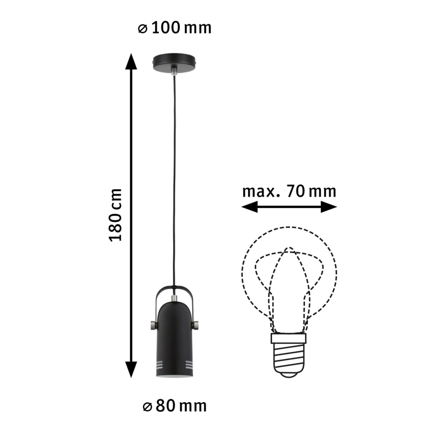 Paulmann 79766 - LED RGBW 1xE27/15W pakabinama liustra ant laido LAVEA 230V juoda