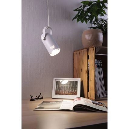 Paulmann 79767 - 1xE27/15W Pakabinama liustra LAVEA su laidu 230V balta