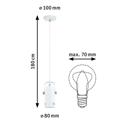 Paulmann 79767 - LED RGBW 1xE27/15W Pakabinamas šviestuvas su laidu LAVEA 230V baltas