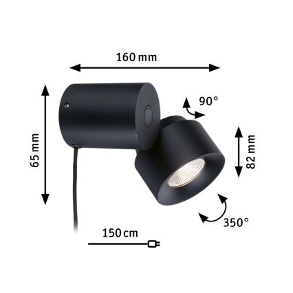 Paulmann 79776 - LED/3W Pritemdomi sieniniai šviestuvai 2in1 PURIC PANE 230V