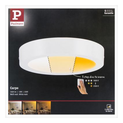 Paulmann 79795 – LED/13W Lubinis šviestuvas CARPO 230V 2300/2500/3000K