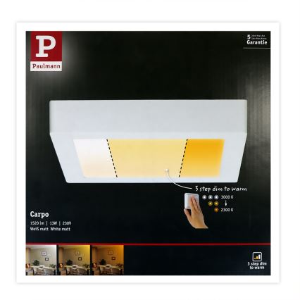 Paulmann 79796 - LED/13W Lubinis šviestuvas CARPO 230V 2300-3000K