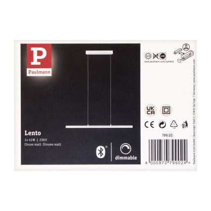 Paulmann 79902 - LED/43W Reguliuojamas pakabinamas sietynas SMART LENTO 230V 2700-6000K