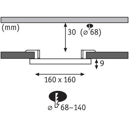 Paulmann 79954 - LED/12W IP44 Dimeriuojamas įleidžiamas vonios šviestuvas VARIFIT 230V