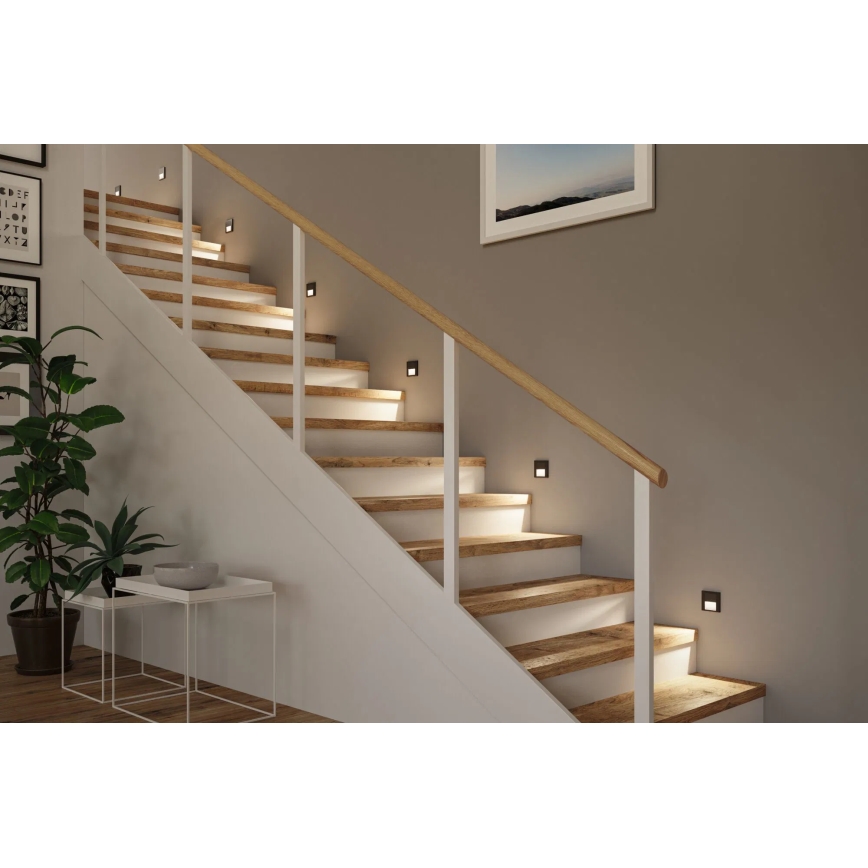 Paulmann 80001 - LED/1W Laiptinės šviestuvai TSARO 230V Follow/juoda
