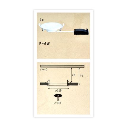 Paulmann 92061 - LED/6W IP44 Įleidžiamas vonios šviestuvas QUALITY LINE 230V