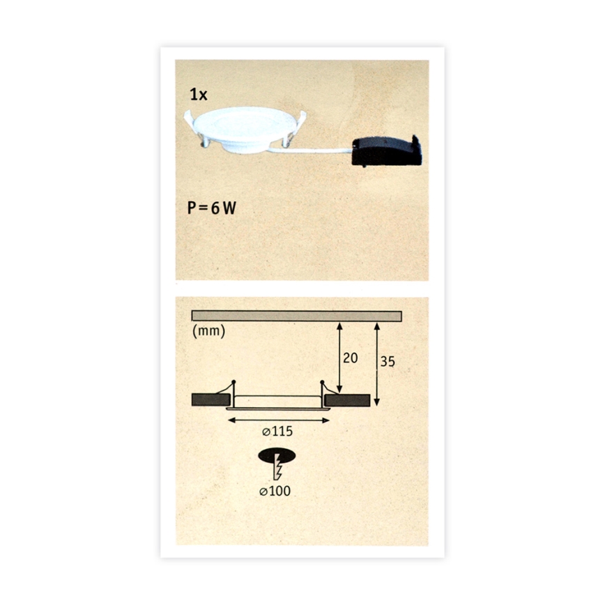 Paulmann 92061 - LED/6W IP44 Įleidžiamas vonios šviestuvas QUALITY LINE 230V