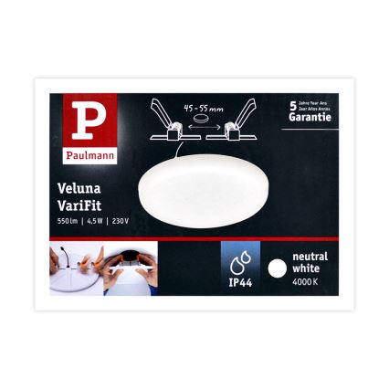 Paulmann 92390 - LED / 4,5W IP44 vonios įleidžiamas šviestuvas VARIFIT 230V