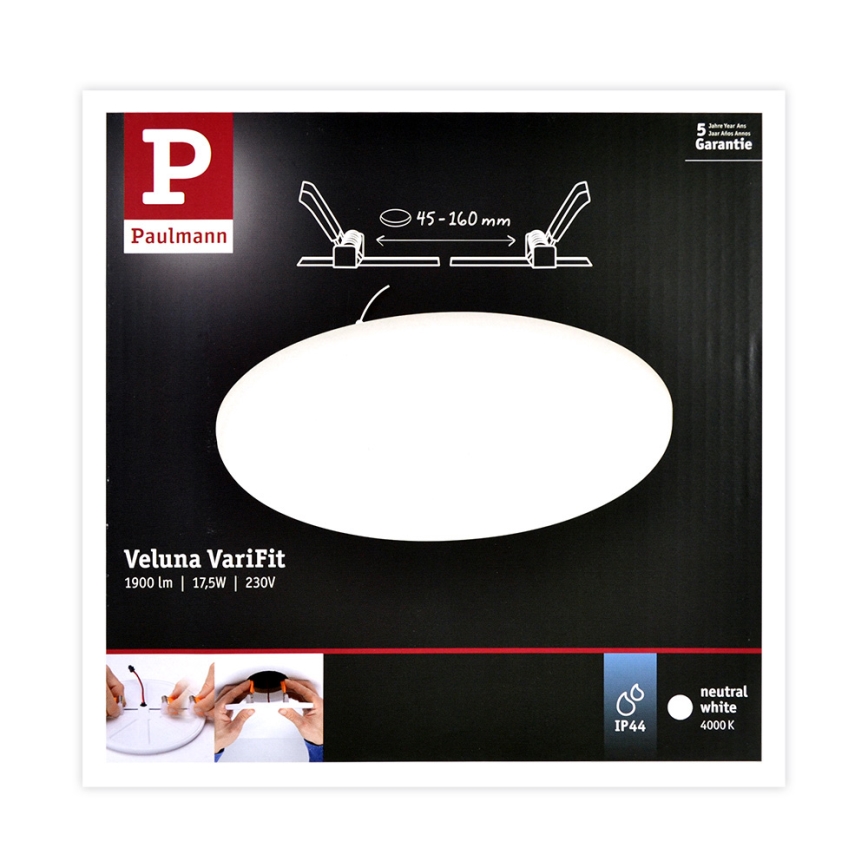 Paulmann 92392 - LED / 17,5W IP44 Vonios kambario įleidžiamas šviestuvas VARIFIT 230V