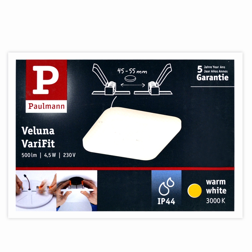 Paulmann 92393 - LED / 4,5W IP44 vonios kambario įleidžiamas šviestuvas VARIFIT 230V
