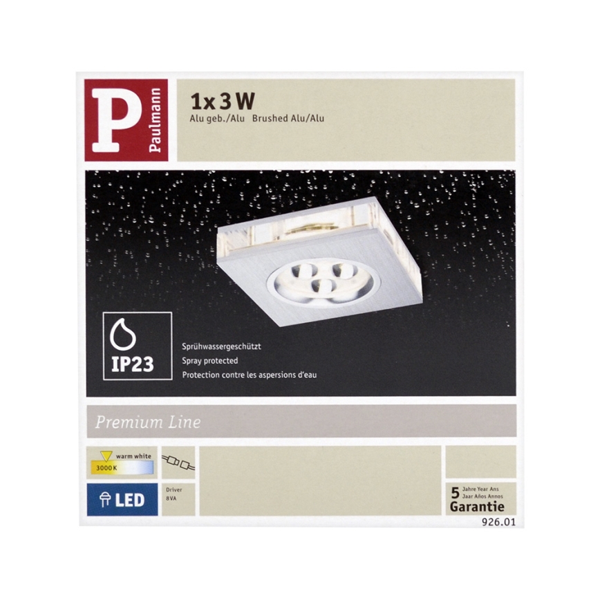 Paulmann 92601 - įleidžiamas lubinis LED šviestuvas LIRO 1xLED/3W/230V