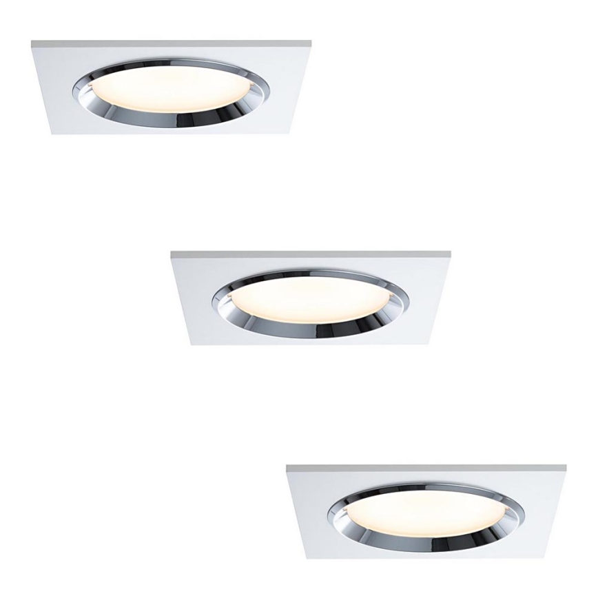 Paulmann 92695 - KOMPLEKTAS 3x Pritemdomas, įleidžiamas LED šviestuvas DICE 3xLED/8W/230V