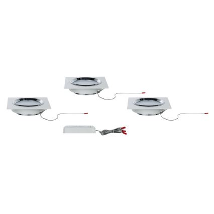 Paulmann 92695 - KOMPLEKTAS 3x Pritemdomas, įleidžiamas LED šviestuvas DICE 3xLED/8W/230V