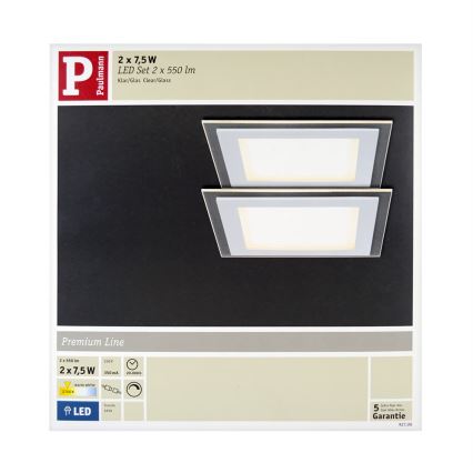 Paulmann 92706 - KOMPLEKTAS 2xLED/7,5W Pritemdomas įleidžiamas lubinis šviestuvas DECODICE 230V