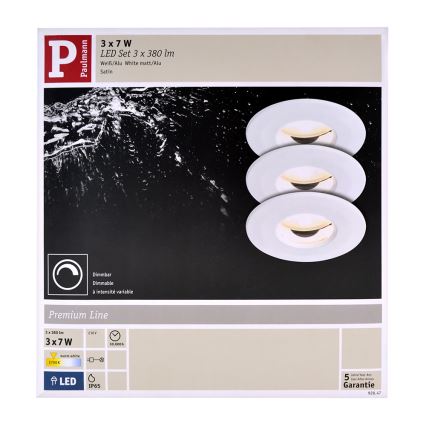 Paulmann 92847 - KOMPLEKTAS 3x įleidžiamas LED vonios šviestuvas COIN 3xLED/7W/230V