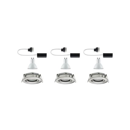 Paulmann 92900 - KOMPLEKTAS 3xGU10/7W IP65 Pritemdomas įleidžiamas lubinis vonios šviestuvas NOVA 230V