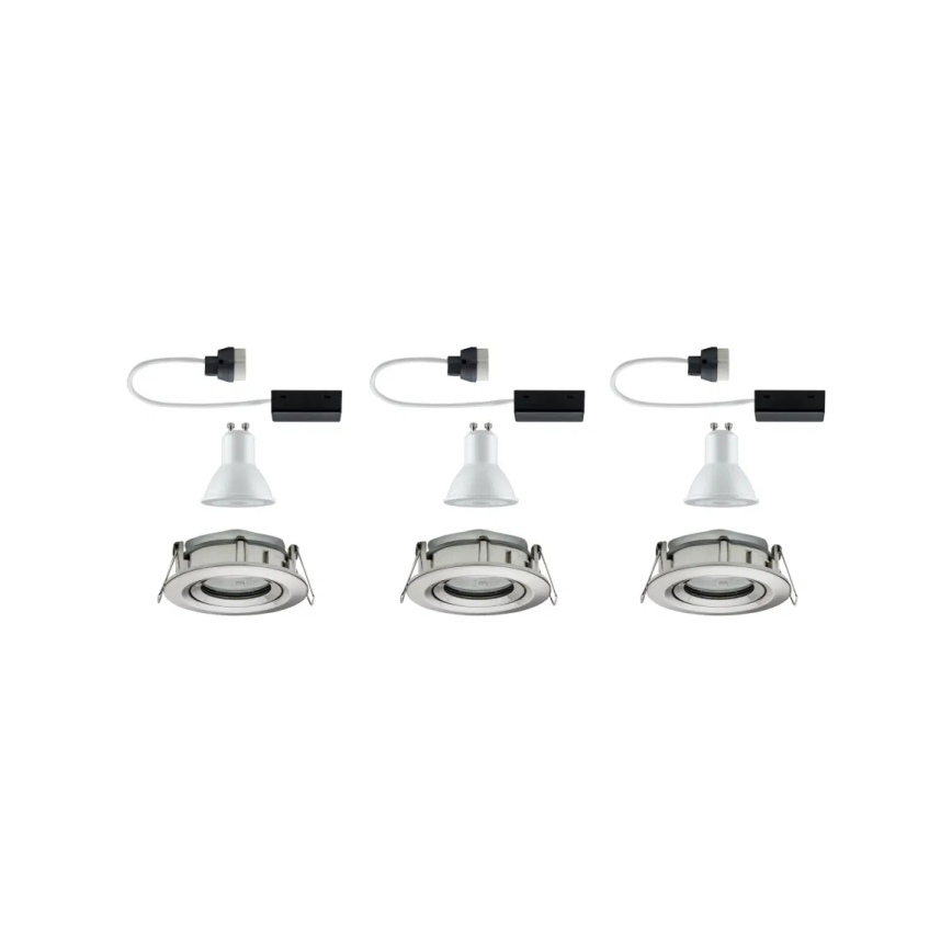 Paulmann 92900 - KOMPLEKTAS 3xGU10/7W IP65 Pritemdomas įleidžiamas lubinis vonios šviestuvas NOVA 230V