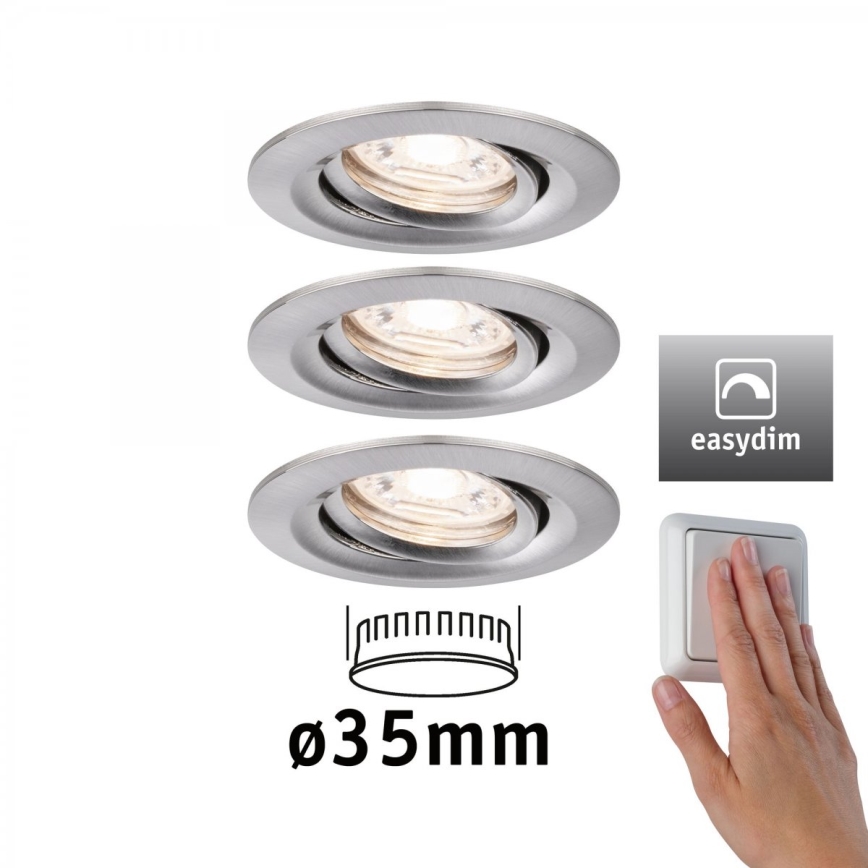 Paulmann 92973 - SET 3xLED/4,2W IP23 Pritemdomas vonios šviestuvas COIN 230V