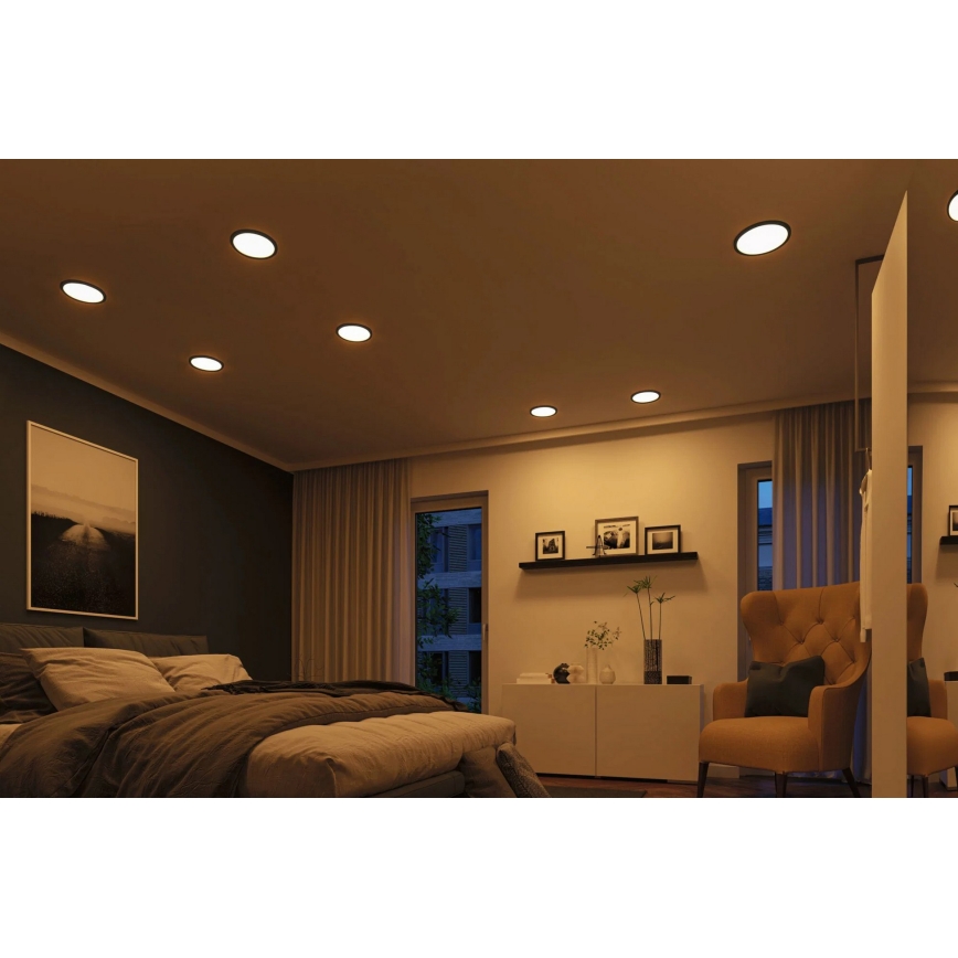 Paulmann 93102 - LED/16W IP44 dimeriuojamas vonios įleidžiamas šviestuvas AREO 230V 2000/3000/4000K skersmuo 23 cm juodas