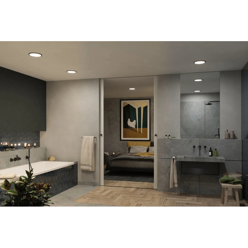 Paulmann 93102 - LED/16W IP44 dimeriuojamas vonios įleidžiamas šviestuvas AREO 230V 2000/3000/4000K skersmuo 23 cm juodas