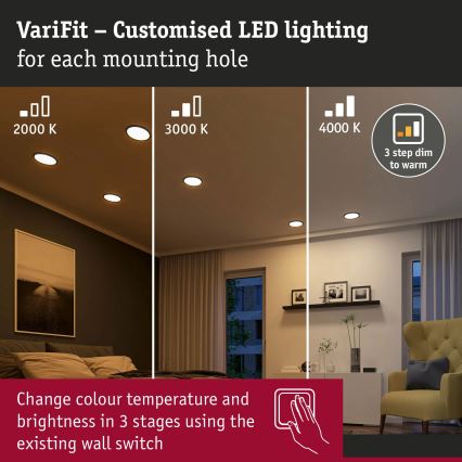 Paulmann 93102 - LED/16W IP44 dimeriuojamas vonios įleidžiamas šviestuvas AREO 230V 2000/3000/4000K skersmuo 23 cm juodas