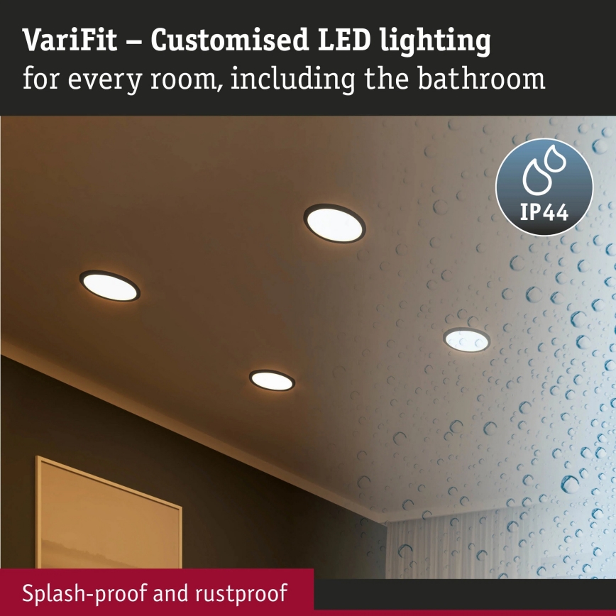 Paulmann 93102 - LED/16W IP44 dimeriuojamas vonios įleidžiamas šviestuvas AREO 230V 2000/3000/4000K skersmuo 23 cm juodas