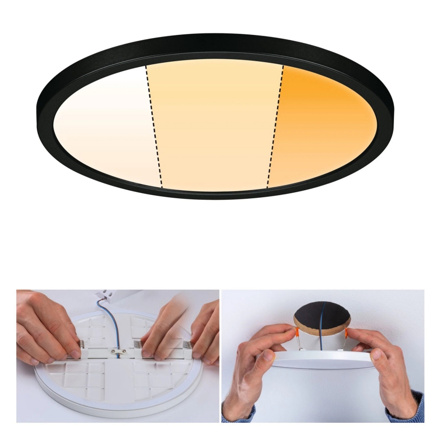 Paulmann 93102 - LED/16W IP44 dimeriuojamas vonios įleidžiamas šviestuvas AREO 230V 2000/3000/4000K skersmuo 23 cm juodas