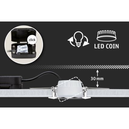 Paulmann 93483 - RINKINYS 3xLED/6,5W IP23 Reguliuojamas vonios įleidžiamas šviestuvas NOVA 230V