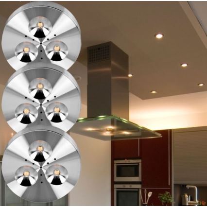 Paulmann 93546 - KOMPLEKTAS 3xLED/3W įleidžiamas vonios šviestuvas PLANE 230V