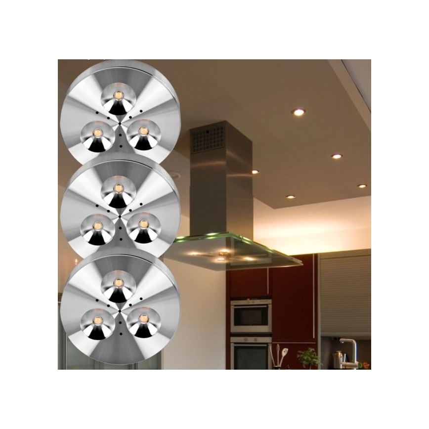 Paulmann 93546 - KOMPLEKTAS 3xLED/3W įleidžiamas vonios šviestuvas PLANE 230V