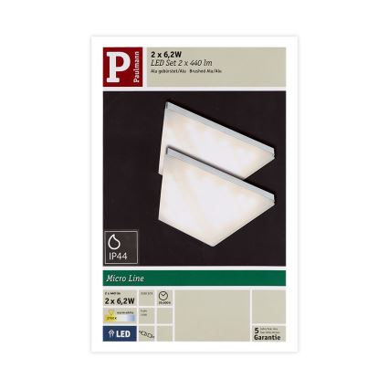 Paulmann 93584 - KOMPLEKTAS 2xLED/6,2W IP44 Baldų apšvietimas KITE 230V