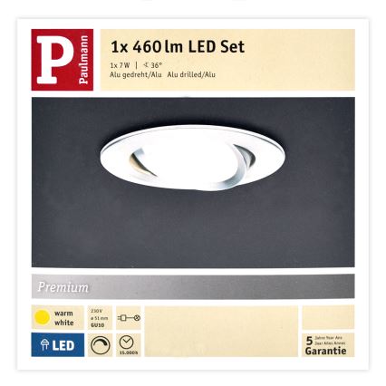 Paulmann 93602 - LED GU10/7W IP23 Reguliuojamas vonios įleidžiamas šviestuvas NOVA 230V