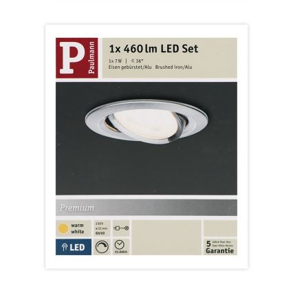 Paulmann 93603 - LED-GU10/7W IP23 Reguliuojamas vonios įleidžiamas šviestuvas NOVA 230V