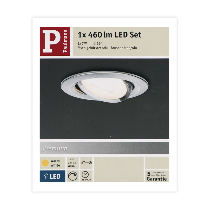Paulmann 93603 - LED-GU10/7W IP23 Reguliuojamas vonios įleidžiamas šviestuvas NOVA 230V