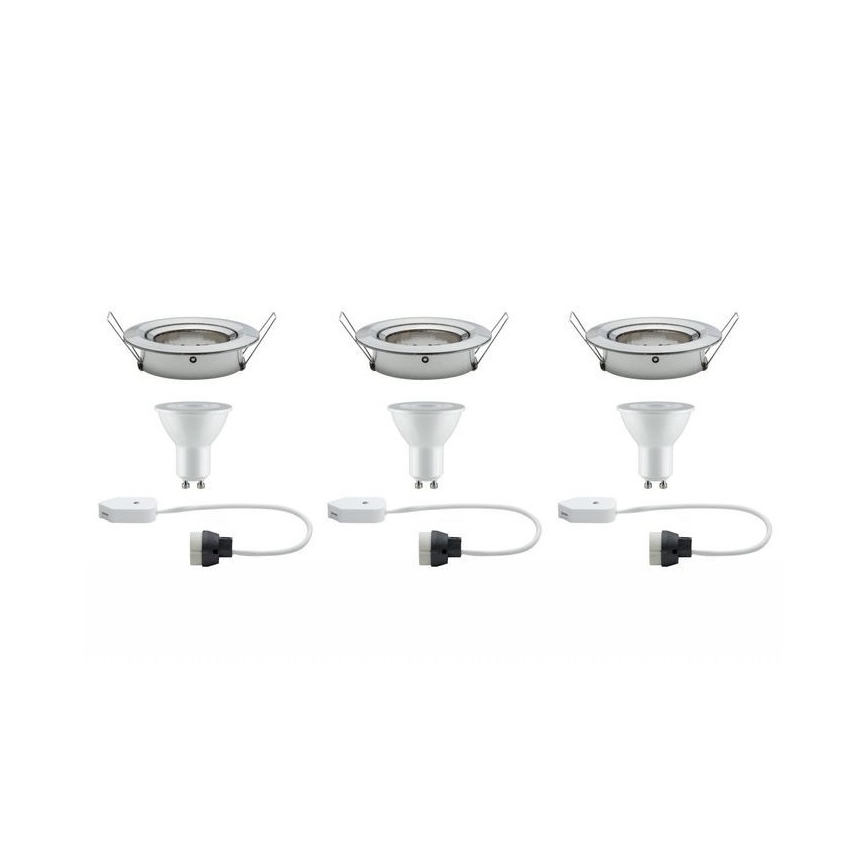 Paulmann 93607 - RINKINYS 3x LED GU10/7W IP23 Reguliuojamas vonios šviestuvas 230V